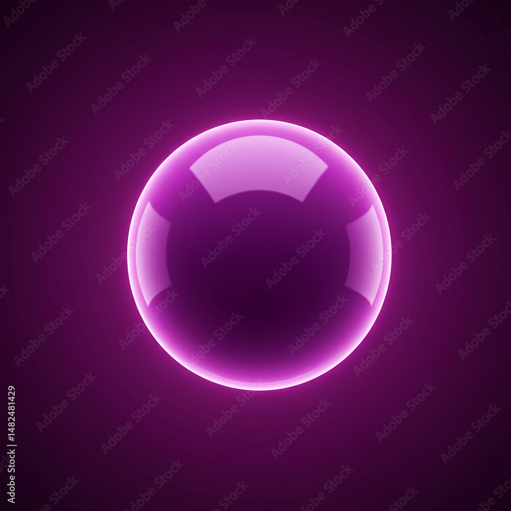 Poster purple glowing sphere in dark background. abstract shape with vibrant lighting. graphic design eleme
