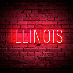Fototapeta premium Neon illinois sign on red brick wall