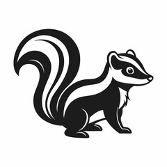 Cute Skunk Icon Line Art Vector