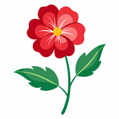 Red Cinquefoil Flower Vector Icon Illustration