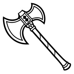 Viking Battle Axe Silhouette Vector Illustration