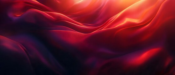 Obraz premium Red silk fabric waves, dark background