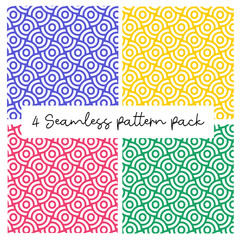 Geometric seamless patterns pack in various colors