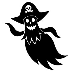 Ghost Pirate Illustration - Halloween Spooky Icon