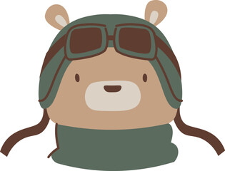 Bear Pilot in Aviator Helmet