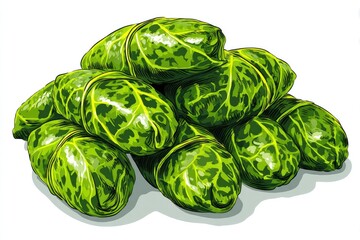 Fototapeta premium Dolma Delight Stuffed Grape Leaves with Fresh, and Balkan Cuisine.