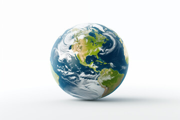 Fototapeta premium Image of Planet Earth on White Background – Isolated Globe for Educational, Environmental, and Scientific Use