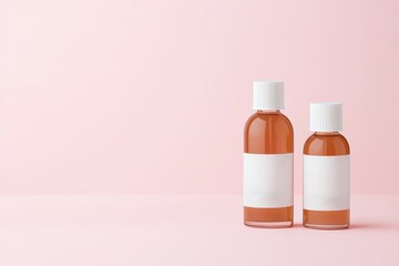 Clean flat lay of skincare products on a pink background, ideal for beauty and wellness themes.