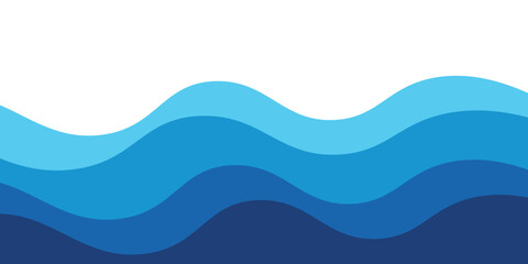 Seamless sea waves layered vector background. Blue ocean waves. Water wave pattern design.