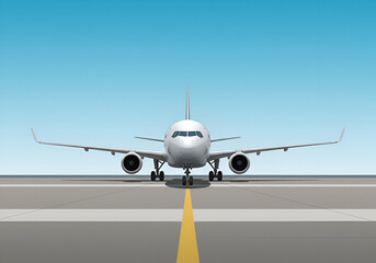 Fototapeta premium Modern Airplane on Runway Against a Clear Sky