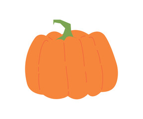 Simple flat cartoon illustration of pumpkin isolated on white