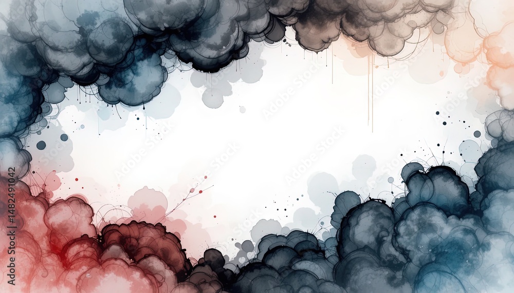 Poster abstract watercolor frame with soft color blends.