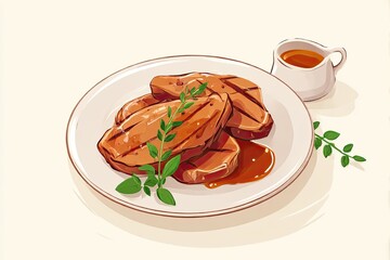 Grilled Tofu Delight PlantBased Dish with Brown Gravy and Fresh Herbs.