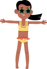 Child in Swimwear with Star Glasses