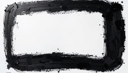 Abstract black paint frame on a white background.