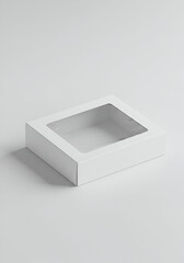 Empty White Cardboard Box with Clear Window for Mockups