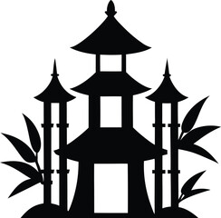 vector illustration of a japanese temple