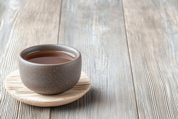 Obraz premium A flatlay of an aged wooden background featuring a ceramic tea set.