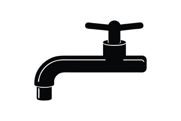 Silhouette art illustration of a wall-mounted faucet.eps