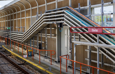 subway station in the city,  electrical installation at the metro station 