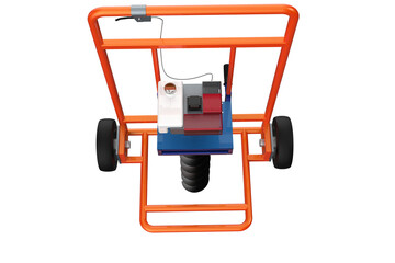HOLE DIGGER GASOLINE AUGER SOIL DRILL Wheeled Post HANDHELD MACHINE FOR EARTH GROUND, Compact Soil Auger Machine for Planting Trees or Installing Fences, Facing Forward Wheels on a PNG Transparent 