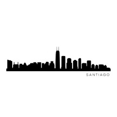 Fototapeta premium Santiago City Skyline Vector – Minimalist Silhouette of Chilean Capital with Andes Mountains
