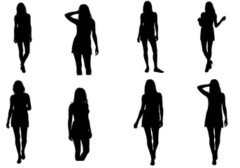 Obraz premium Elegant Female Silhouettes: A Study in Pose and Form