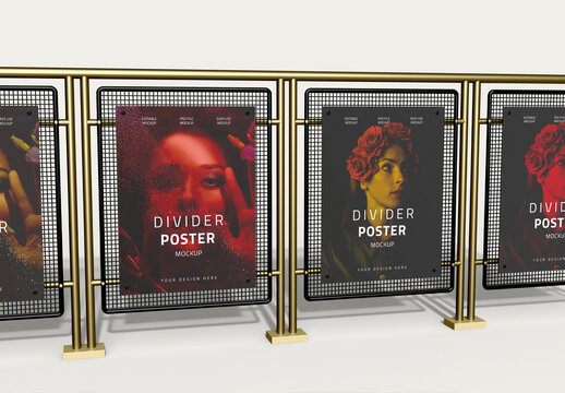 Posters Mockup with Metal Metal Divider Frame