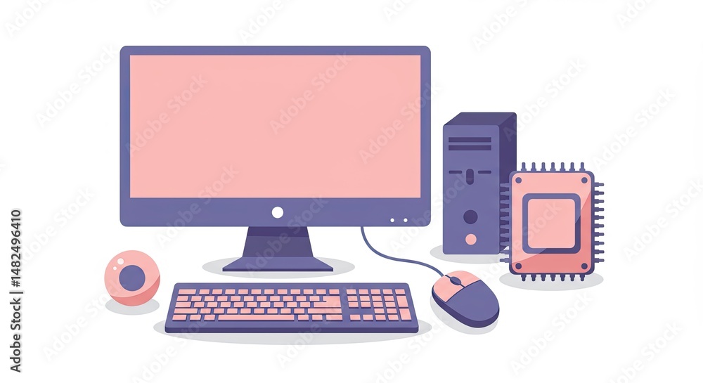 Aufkleber Modern Computer Setup with CPU and Webcam