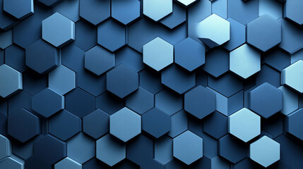 Abstract geometric background of hexagonal shapes in shades of blue.