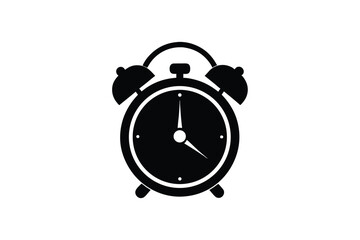 Silhouette art illustration of an old-fashioned bell alarm clock.eps