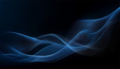 Fototapeta premium Abstract Blue Smoke Waves on Dark Background