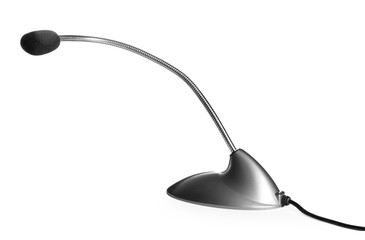 One microphone on white background. Professional audio equipment