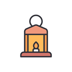 Illuminated Lantern With Gentle Light Emitting From The Inner Candle