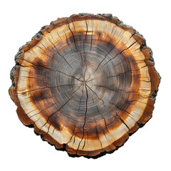 Tree trunk cross section showing growth rings texture and cracks