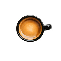 Espresso Coffee in Black Cup Top View