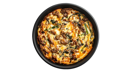 Delicious Korean Beef  Spinach Frittata Recipe isolated on transparent background