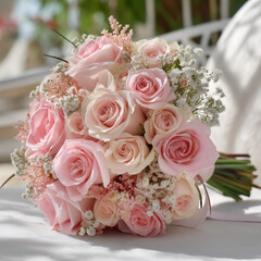 Obraz premium ピンクのブライダルブーケ