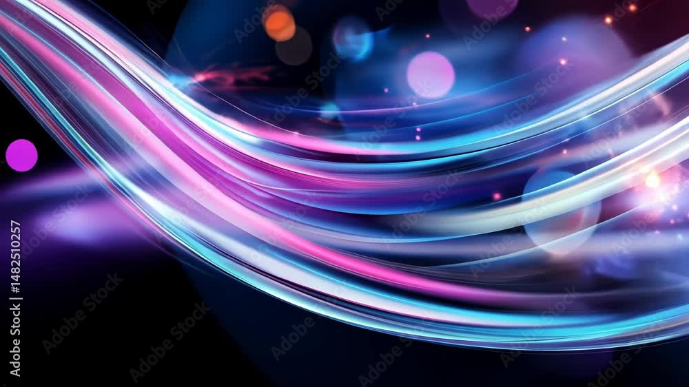 Aufkleber colorful abstract light trails and bokeh effect in motion design.