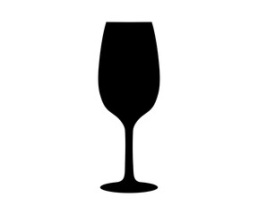 Wine glass silhouette icon. Alcohol and cocktail drink menu. Glass drink champagne illustration on transparent background. 
