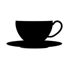 Silhouette of a cup and saucer, design element for tea time