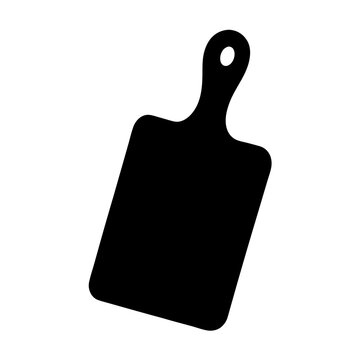 recommend clip art: A minimalist silhouette of a black wooden cutting board with handle