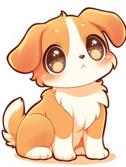 Fototapeta premium Cute cartoon dog illustration with large eyes.