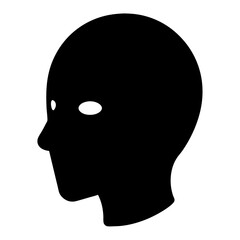 Silhouette of a head profile with luminous eyes in dark obscurity