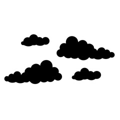 Black silhouette of cartoon style clouds in the sky illustration vector