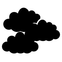 Silhouette of Three Fluffy Black Clouds in a Stacked Formation on White