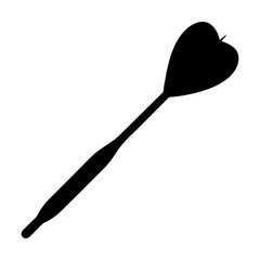 Silhouette of a dart for a dartboard game with sharp needle