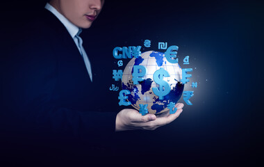 Concept of money transfer service from abroad into account, international money transfer via SWIFT...