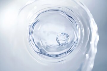 Close-up of a Water Drop Creating Ripples in a Clear Liquid