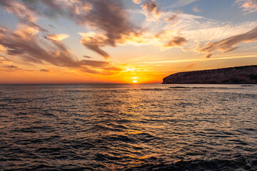 sunset over the sea in Cyprus..